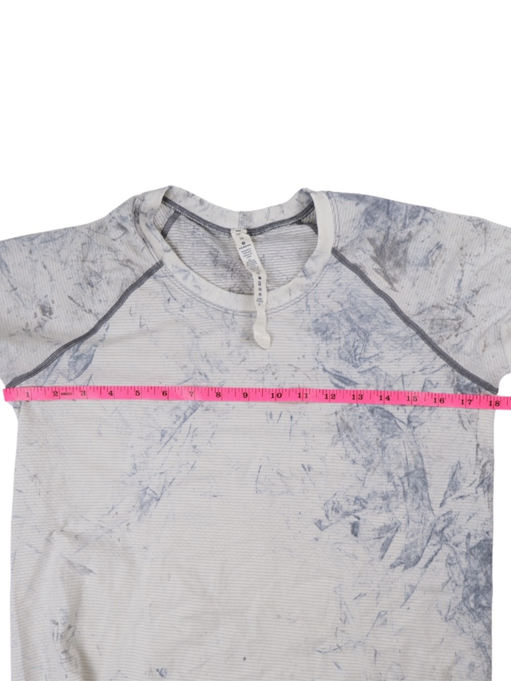 Lululemon Swiftly Tech Short Sleeve Shirt Size 10 White Blue Marble Athletic Top - Picture 4 of 8